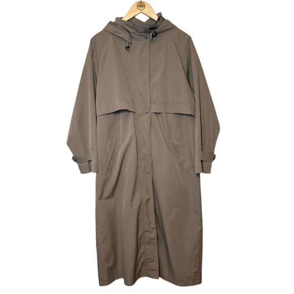 L.L. Bean Women’s VTG Hooded Trench Coat 100% Wool-Lined Beige Sz Petite XLarge - Picture 1 of 8
